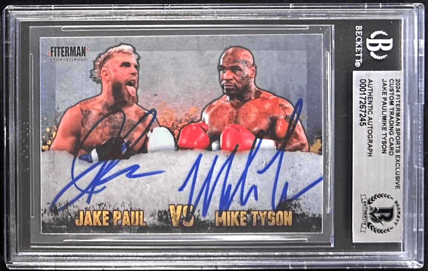 Mike Tyson & Jake Paul Dual Signed Exclusive Trading Card Beckett 17267245