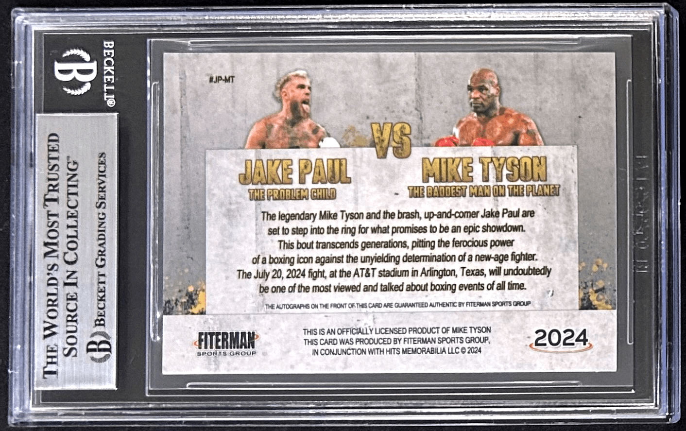 Mike Tyson & Jake Paul Dual Signed Exclusive Trading Card Beckett 17267245 - Image 3
