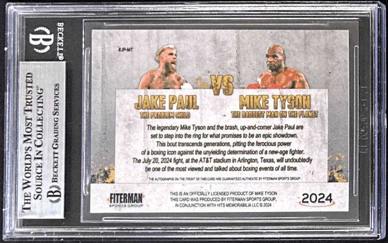 Mike Tyson & Jake Paul Dual Signed Exclusive Trading Card Beckett 17267340 - Image 3