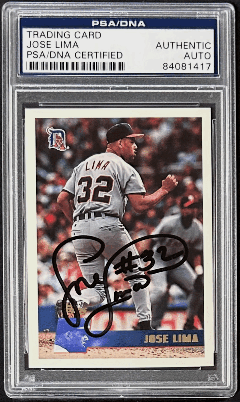 Jose Lima Signed 1996 Topps Card #366 PSA/DNA 84081417 Detroit Tigers