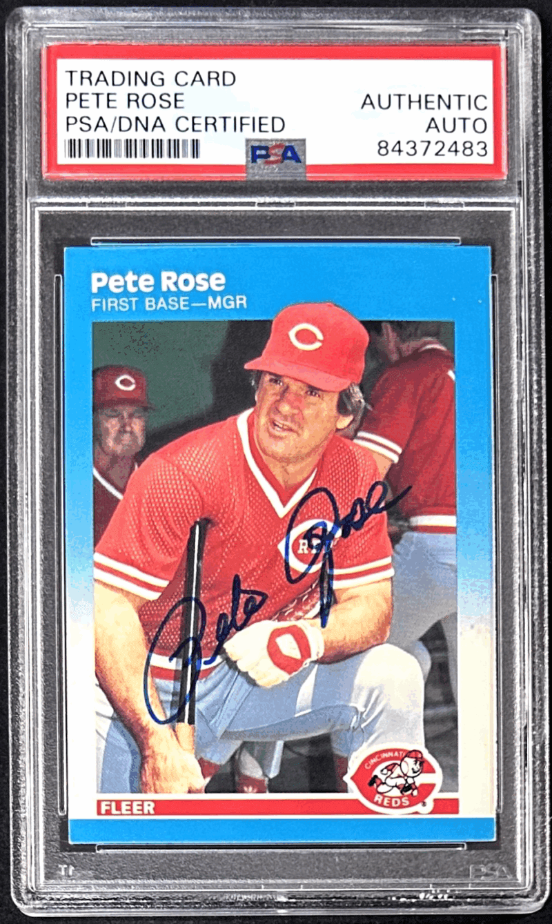 Pete Rose Signed 1987 Fleer Card #213 PSA/DNA 84372483 Cincinnati Reds