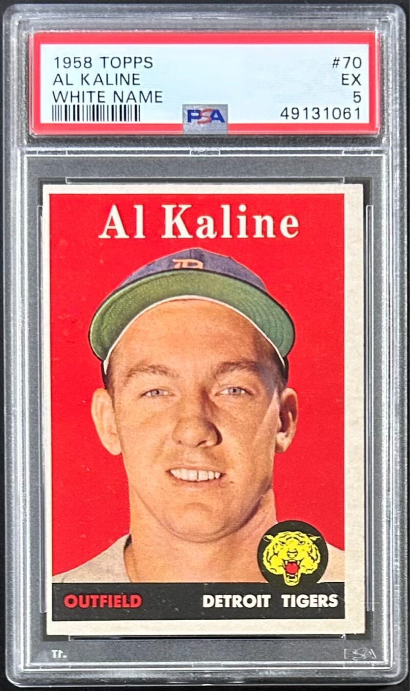 Al Kaline 1958 Topps White Name Card #70 PSA EX 5 49131061 Detroit Tigers