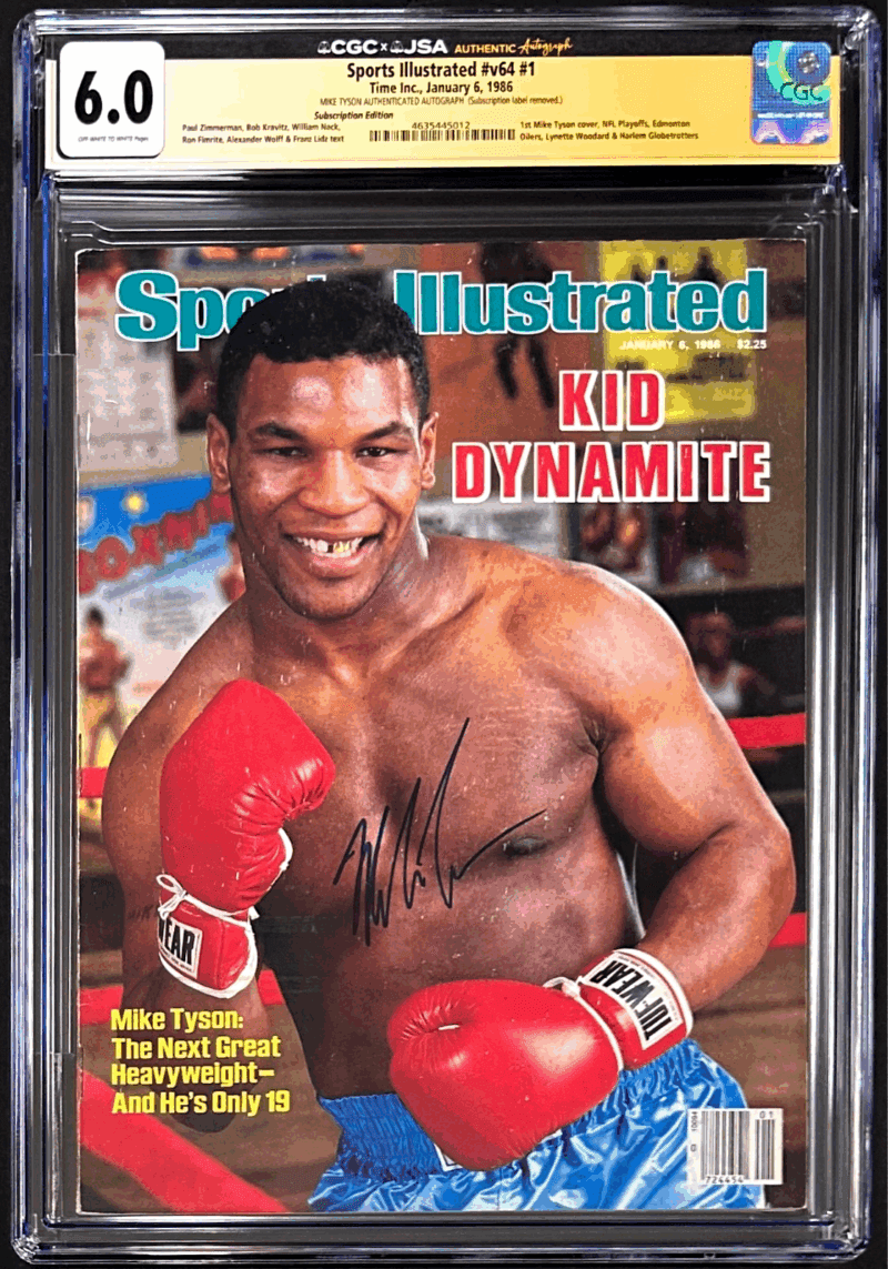 Mike Tyson Signed Sports Illustrated Magazine 1/6/1986 CGC 6.0 JSA 1st Issue