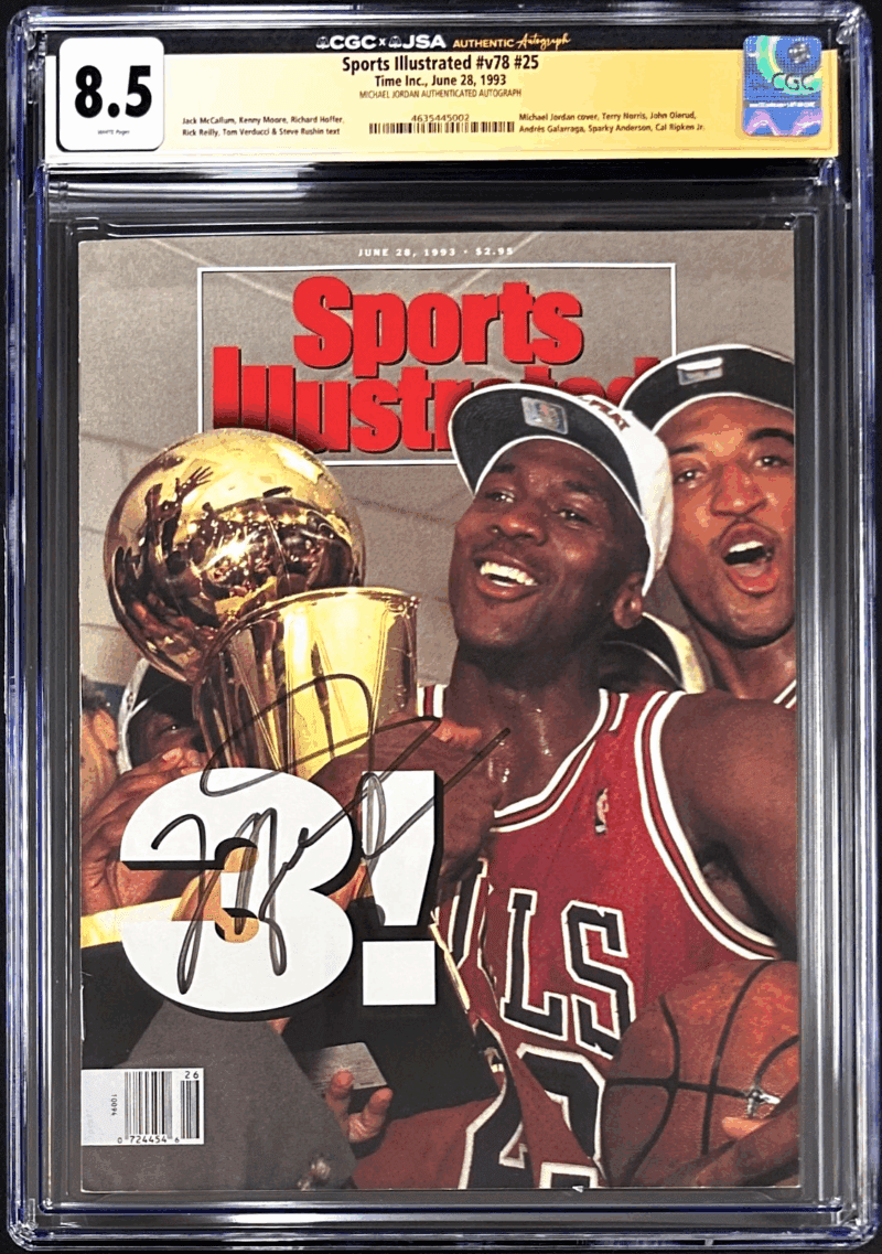 Michael Jordan Signed Sports Illustrated Newsstand Magazine 6/28/93 CGC 8.5 JSA