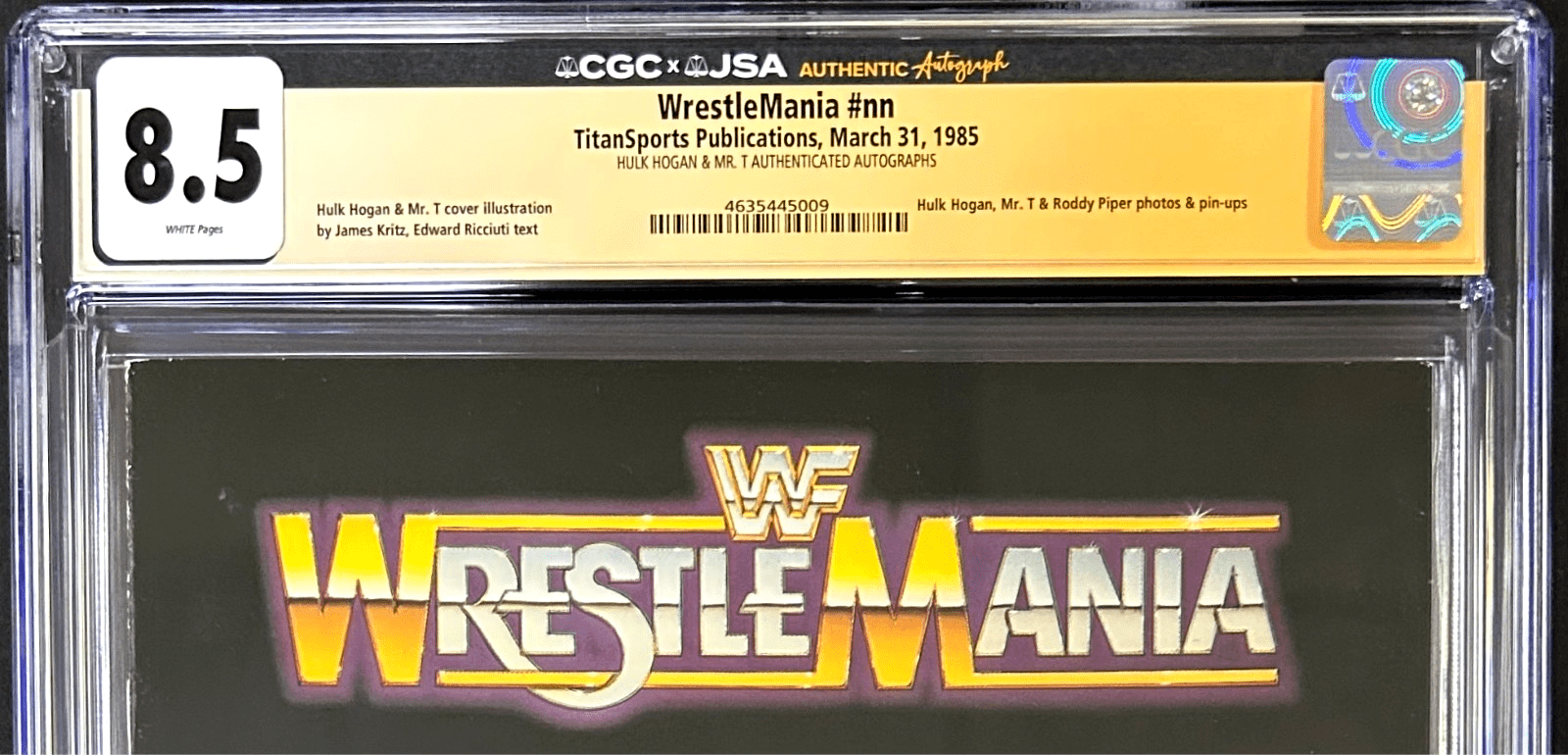 Hulk Hogan & Mr. T Signed WWF WrestleMania Program CGC 8.5 JSA 1st WrestleMania - Image 3