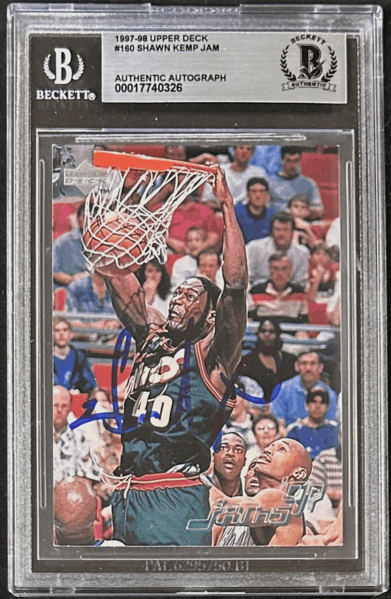 Shawn Kemp Signed 1997-98 Upper Deck Card #160 BAS 17740326 Seattle Supersonics