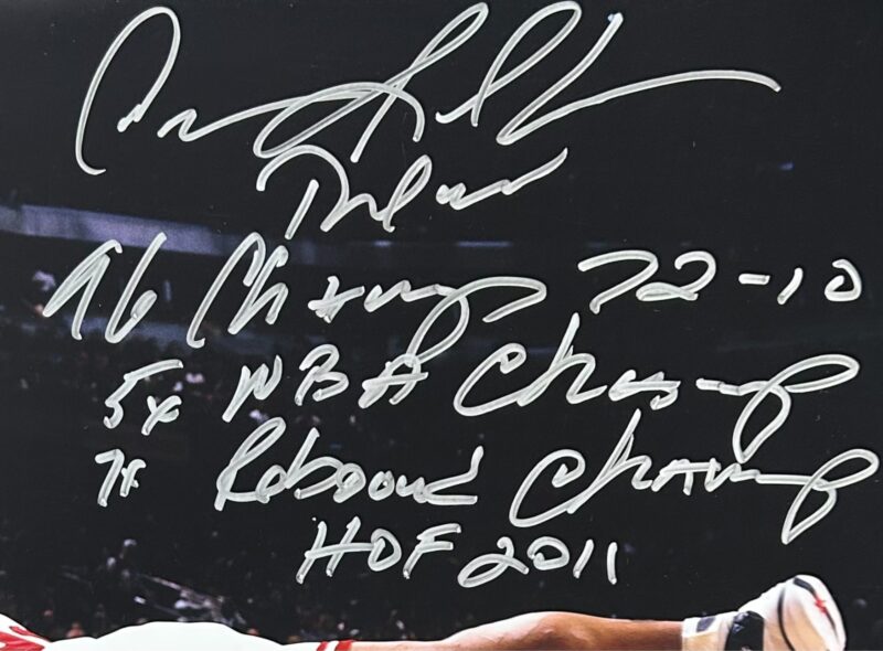 Dennis Rodman Signed 16x20 Photo Beckett Authentic w 6 Inscriptions BH82997 - Image 2