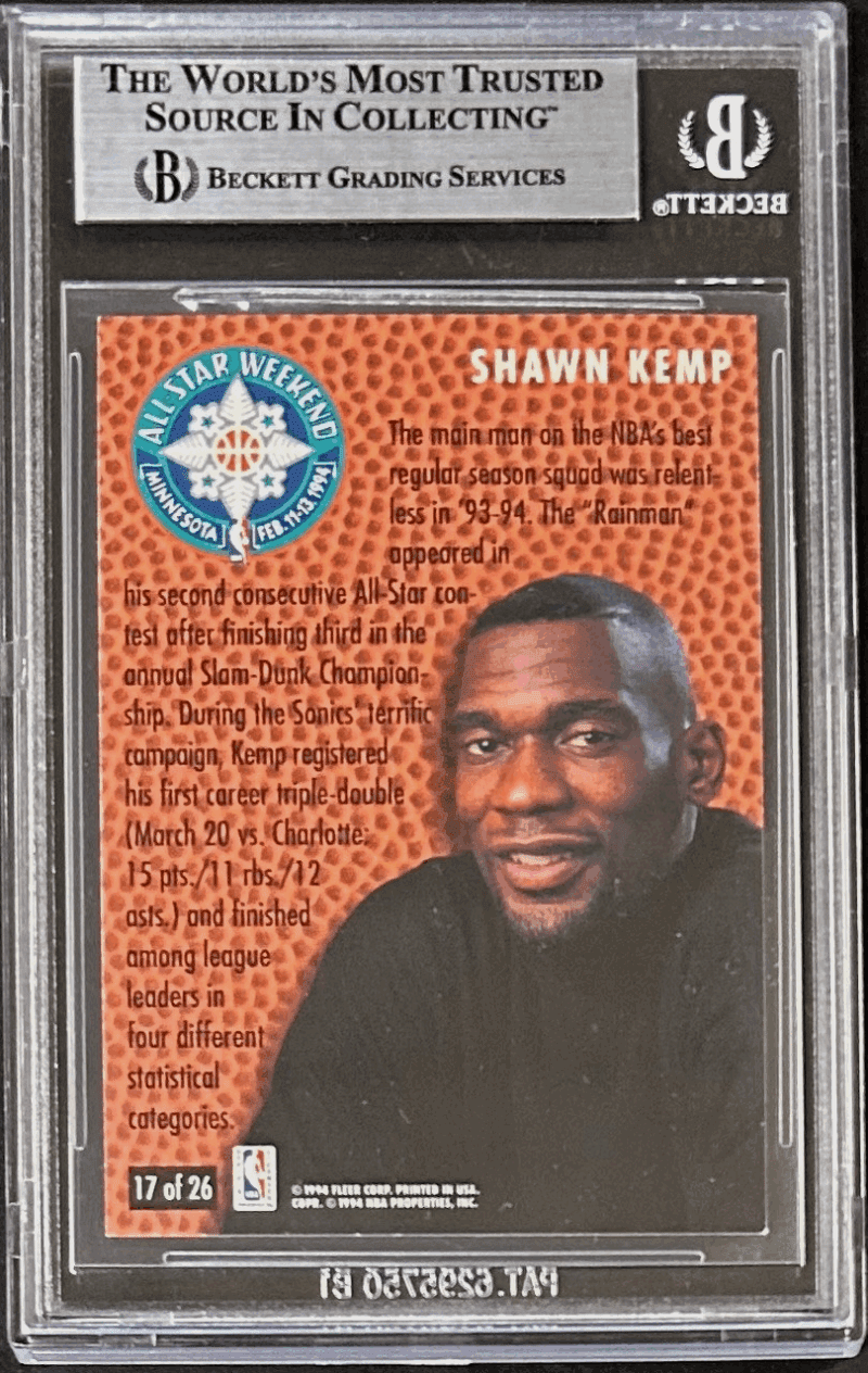 Shawn Kemp Signed 1994-95 Fleer All Star Card #17 BAS 17740350 Supersonics - Image 2