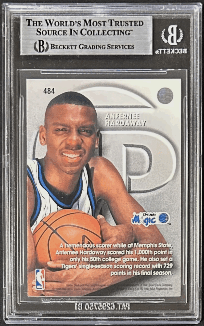 Anfernee Penny Hardaway 1993-94 Upper Deck Signed Card #484 Beckett 17089812 - Image 2