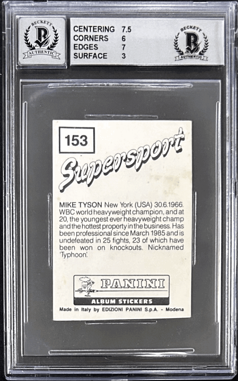 Mike Tyson Signed 1986 Panini Supersport Rookie Sticker BAS VG-EX 4 16412414 - Image 2