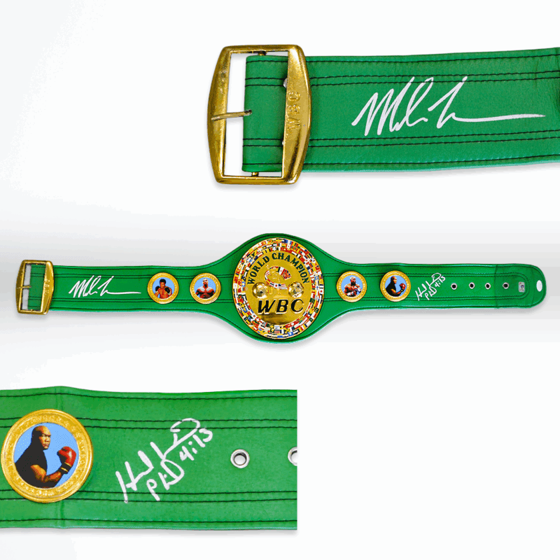 Mike Tyson & Evander Holyfield  Signed Autographed Green Belt JSA Authenticated
