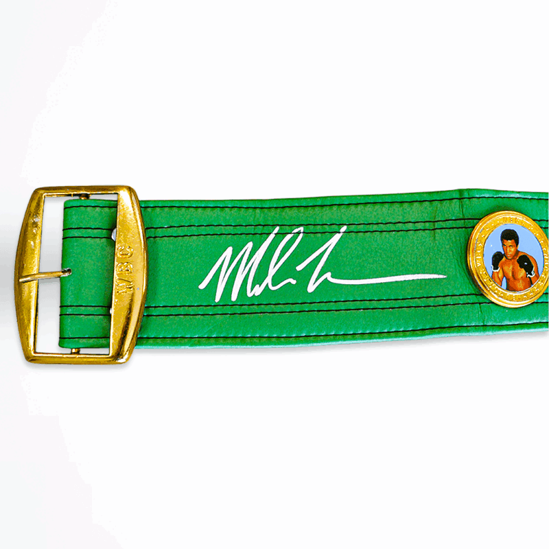 Mike Tyson & Evander Holyfield  Signed Autographed Green Belt JSA Authenticated - Image 2
