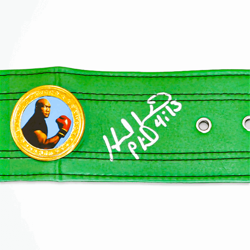 Mike Tyson & Evander Holyfield  Signed Autographed Green Belt JSA Authenticated - Image 3