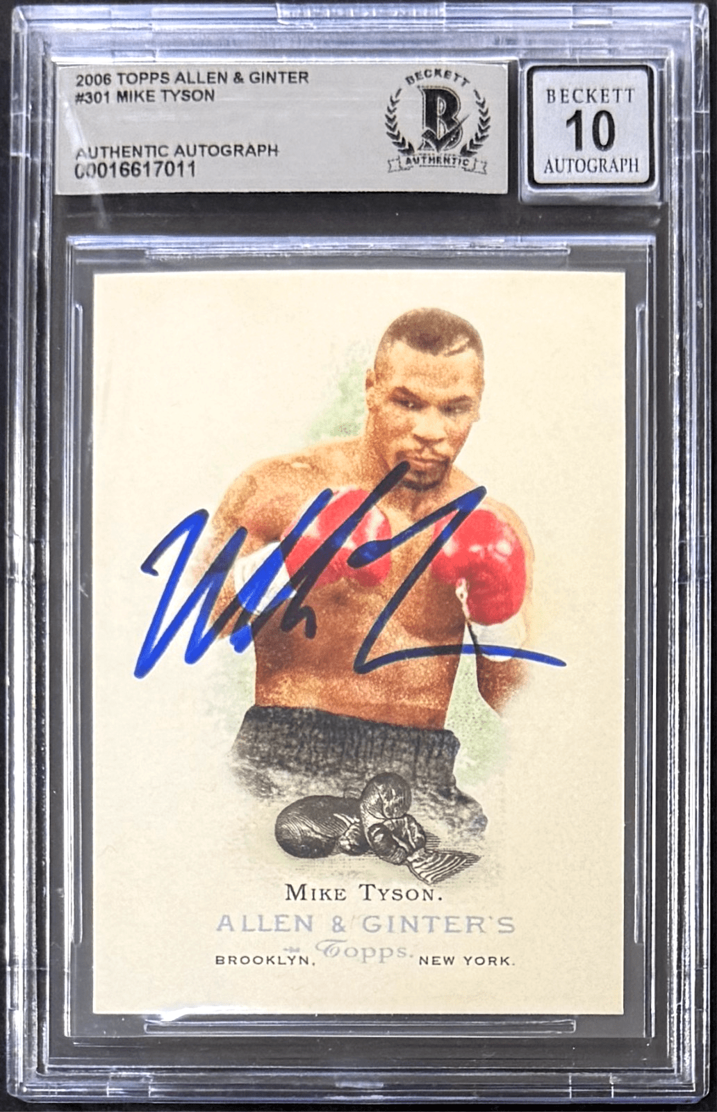 Mike Tyson Signed 2006 Topps Allen & Ginter Card #301 Beckett 16617011 Auto 10