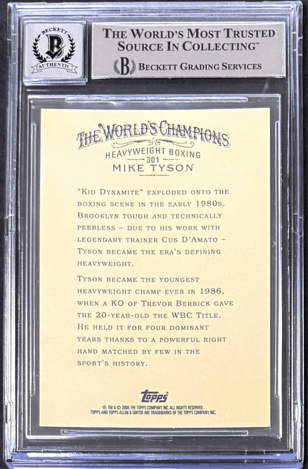 Mike Tyson Signed 2006 Topps Allen & Ginter Card #301 Beckett 16617011 Auto 10 - Image 2