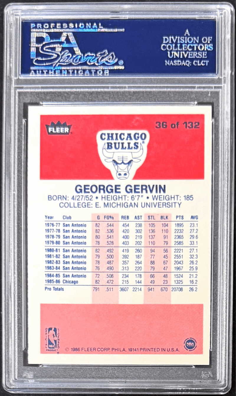 George Gervin Signed Autographed 1986-87 Fleer Card #36 PSA/DNA 83830506 - Image 2