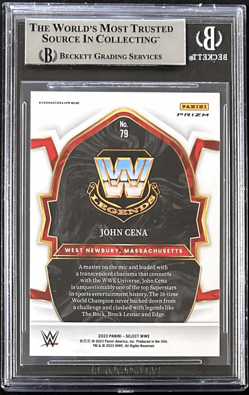 John Cena Signed 2023 Panini Select Orange Flash Card #79 Auto Beckett 16417272 - Image 2