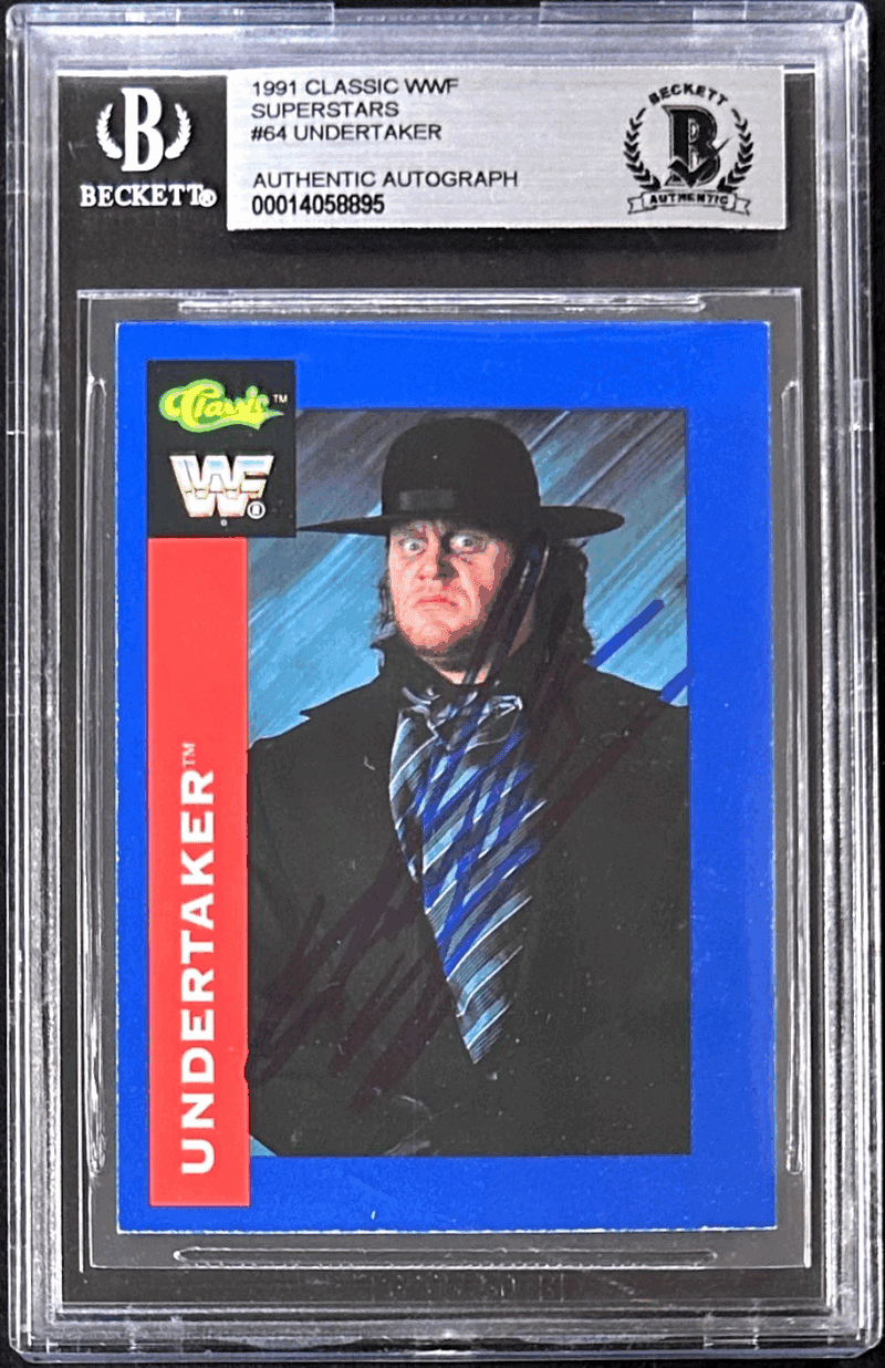 UNDERTAKER Signed 1991 Classic WWF Superstars Card #64 Beckett 14058895