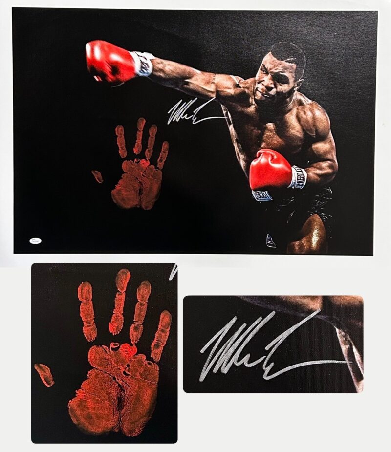 MIKE TYSON AUTOGRAPHED ORIGINAL HANDPRINT UNSTRECHED 20x36 CANVAS JSA WP276686