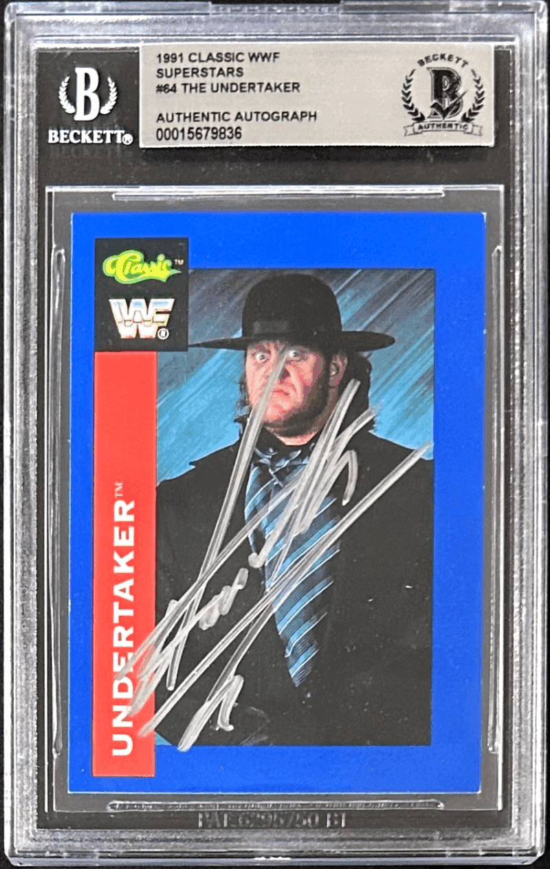 UNDERTAKER Signed 1991 Classic WWF Superstars Card #64 Beckett 1567836