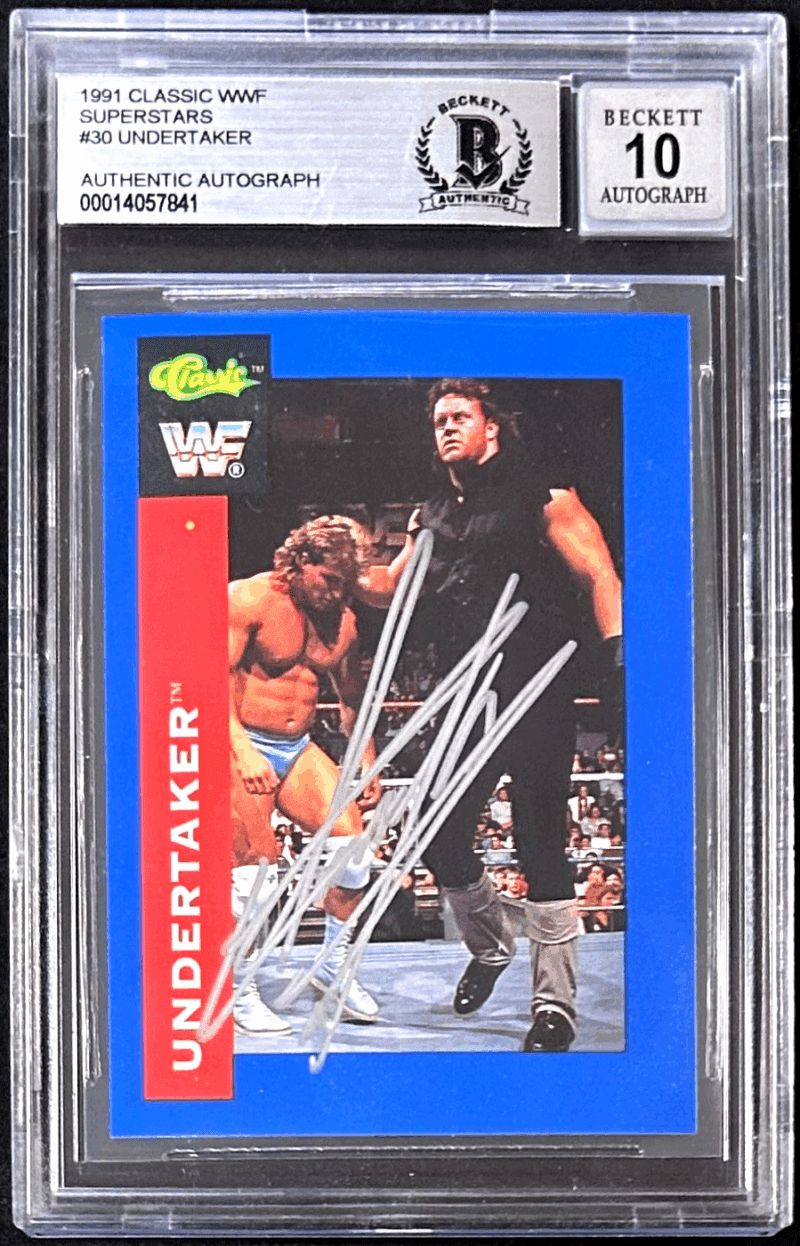 UNDERTAKER Signed 1991 Classic WWF Superstars Card #30 Beckett 14057841 Auto 10