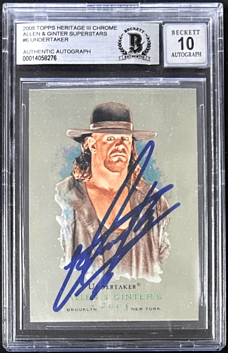 Undertaker Signed 2008 Topps Allen & Ginter WWE Card #6 BAS 14058276 Auto 10