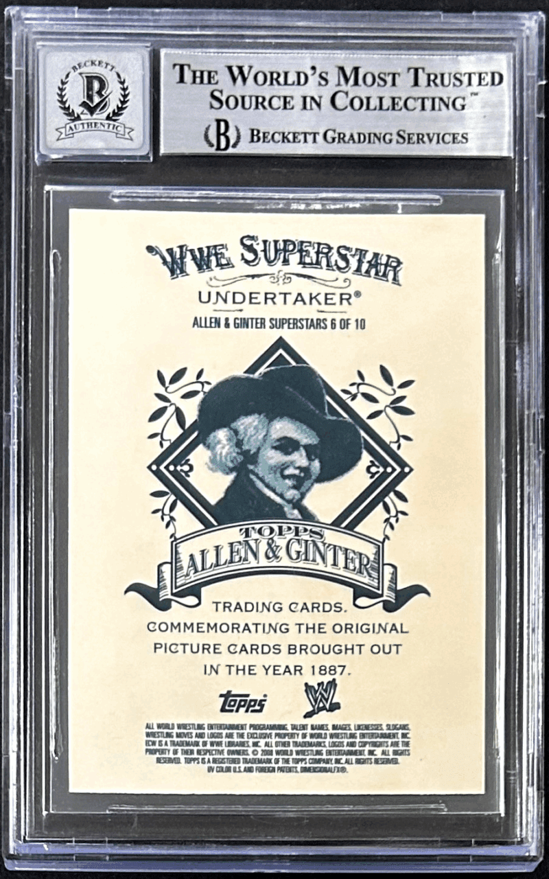 Undertaker Signed 2008 Topps Allen & Ginter WWE Card #6 BAS 14058276 Auto 10 - Image 2