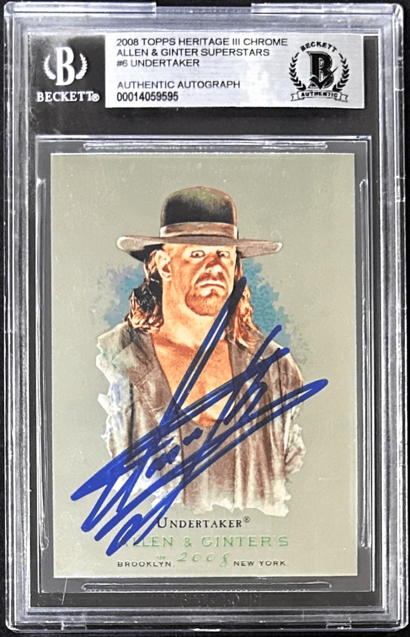Undertaker Signed 2008 Topps Allen & Ginter WWE Card #6 Beckett 14059595