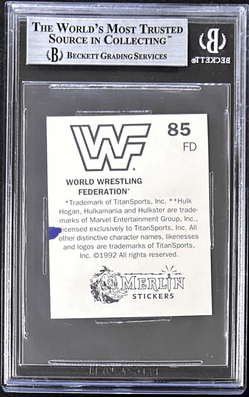 Undertaker Signed 1992 Merlin WWF WWE Stickers Card #85 Beckett 14059578 - Image 2