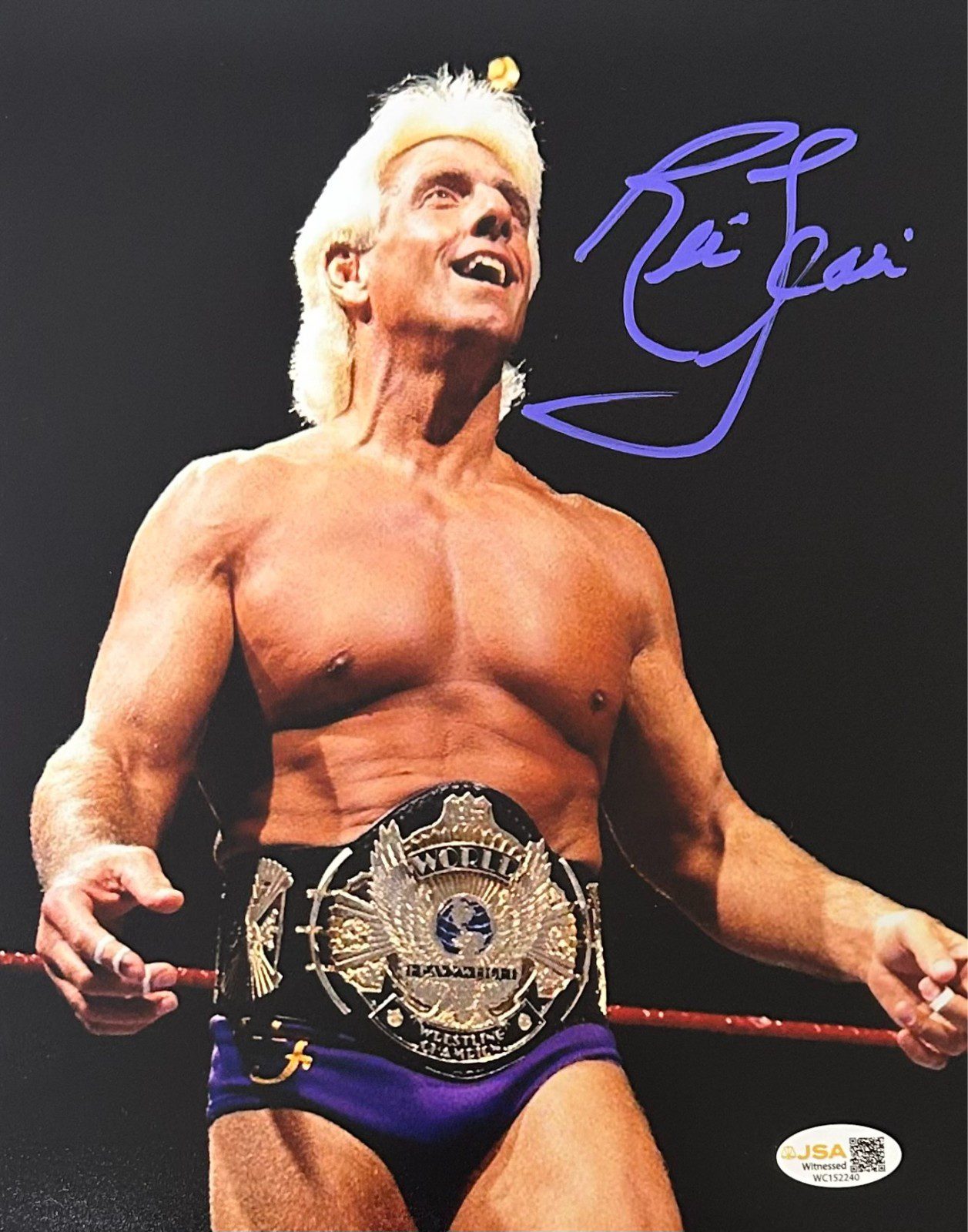 RIC FLAIR AUTOGRAPHED 8x10 Photo JSA AUTHENTICATED WWE WCW #18 PURPLE
