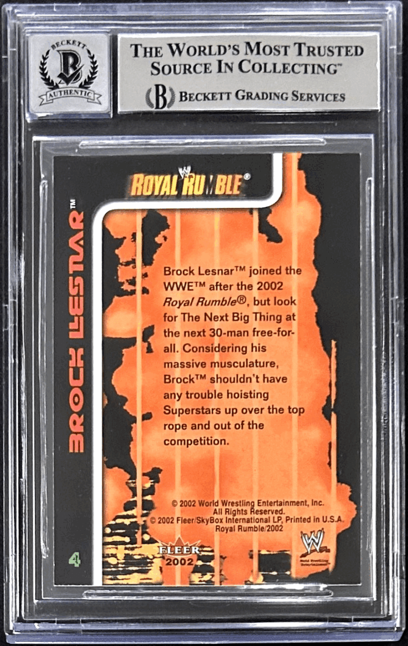 Brock Lesnar Signed 2002 Fleer WWF Royal Rumble Card #4 Beckett Auto 10 15333347 - Image 2