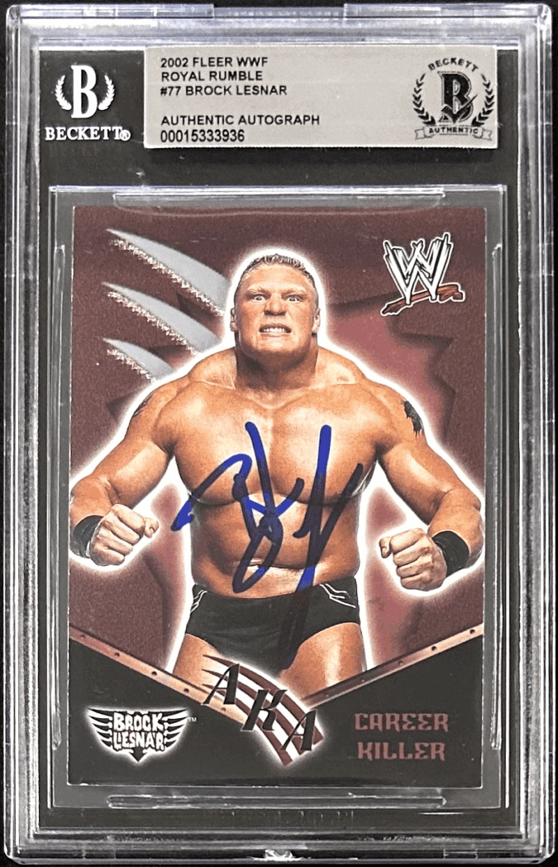 Brock Lesnar Signed 2002 Fleer WWF Royal Rumble Card #77 Beckett 15333936