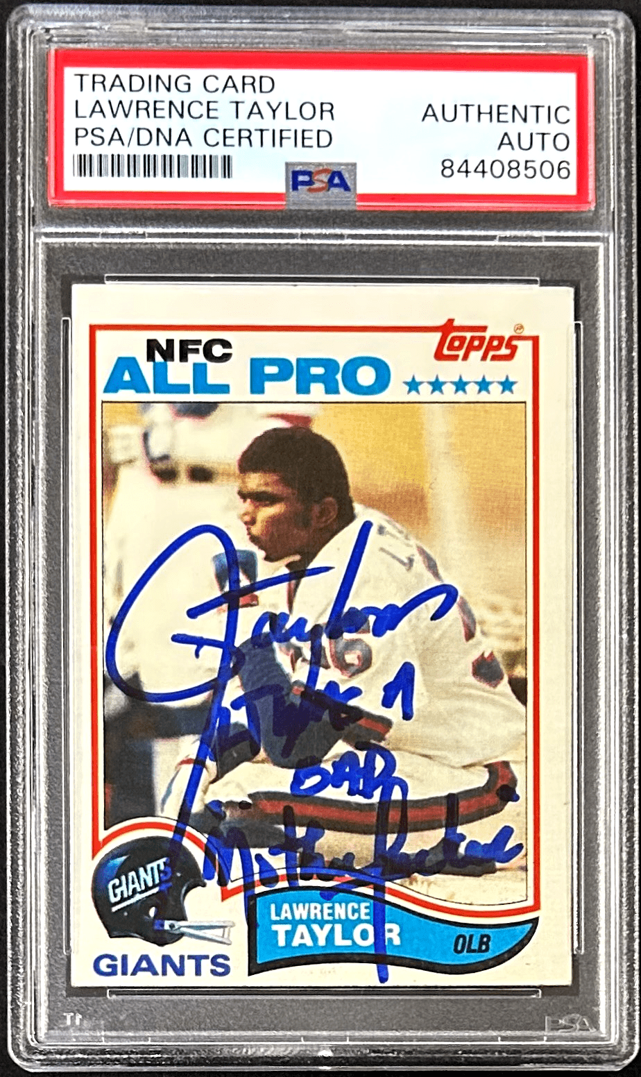 Lawrence Taylor Signed Autographed 1982 Topps Card #434 PSA/DNA 84408506