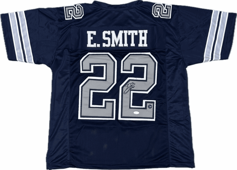 EMMITT SMITH Signed Autographed Blue/Gray Jersey JSA & PROVA Authenticated