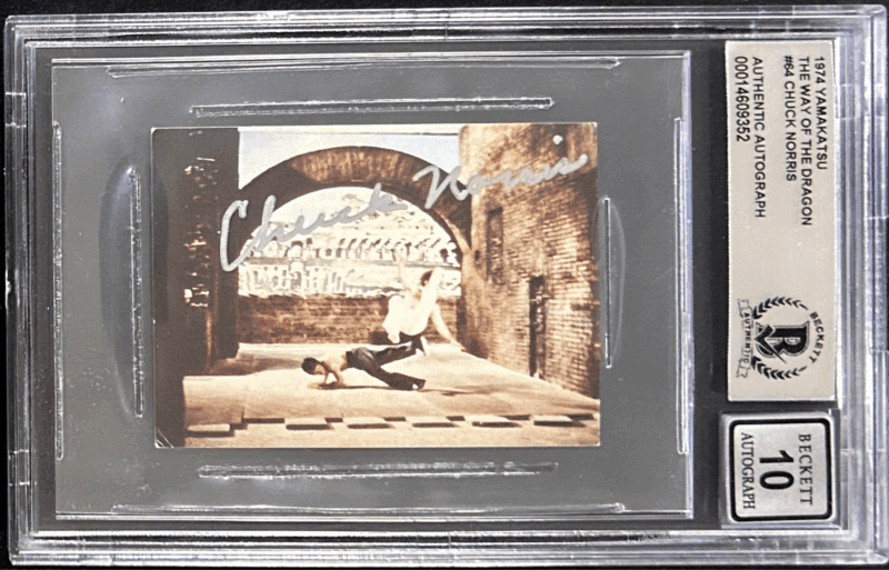 Chuck Norris Signed 1974 Yamakatsu Way of The Dragon Card 64 BAS 14609352 Auto10