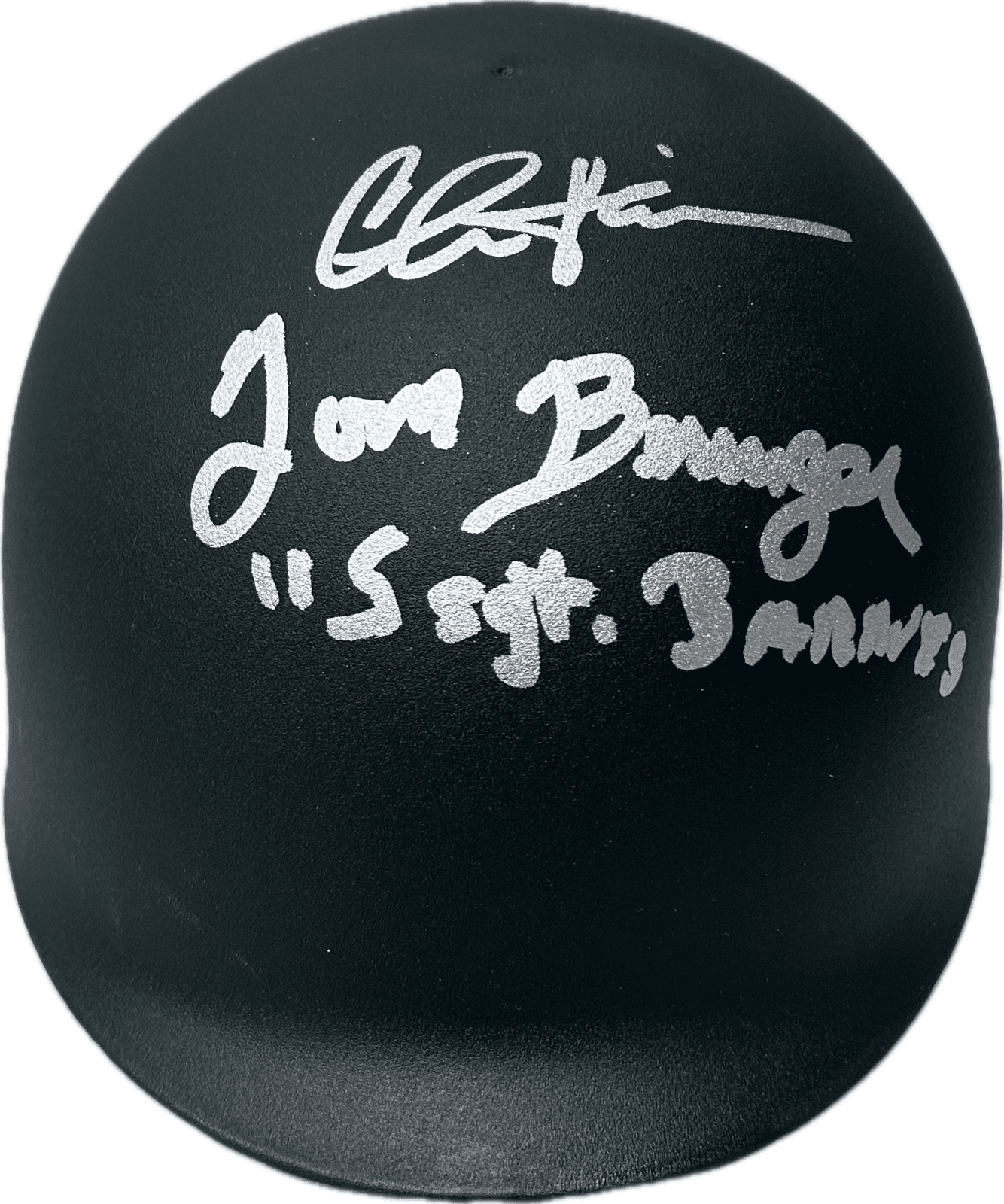 Charlie Sheen Tom Berenger Signed Plastic Army Helmet JSA Ssgt. Barnes