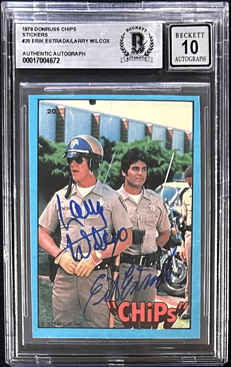 Erik Estrada Larry Wilcox Signed 1979 Donruss Chips Stickers #20 BAS 17004672