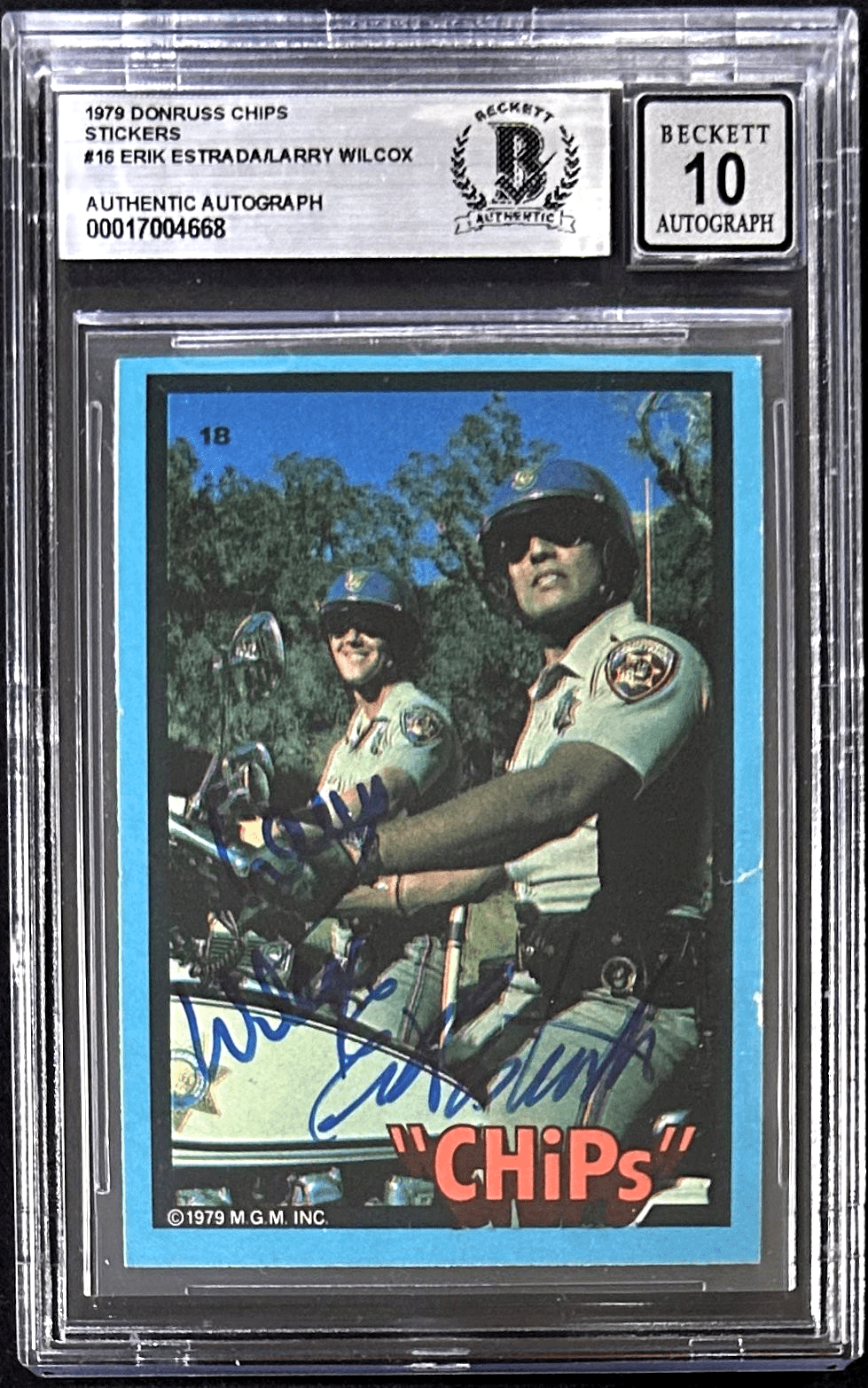 Erik Estrada Larry Wilcox Signed 1979 Donruss Chips Stickers #16 BAS 17004668