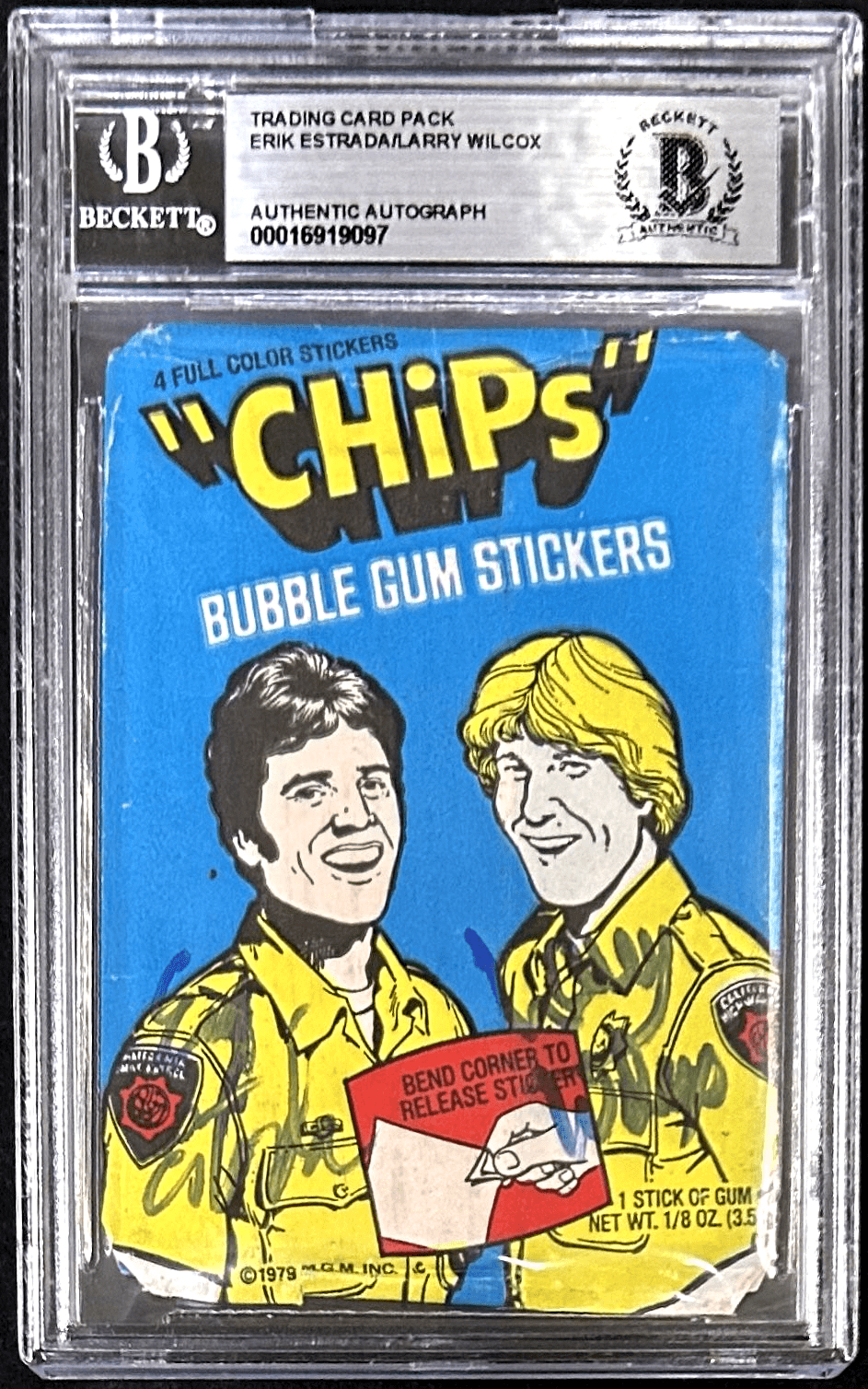 Erik Estrada Larry Wilcox Signed 1979 Donruss Chips Card Pack BAS 16919097
