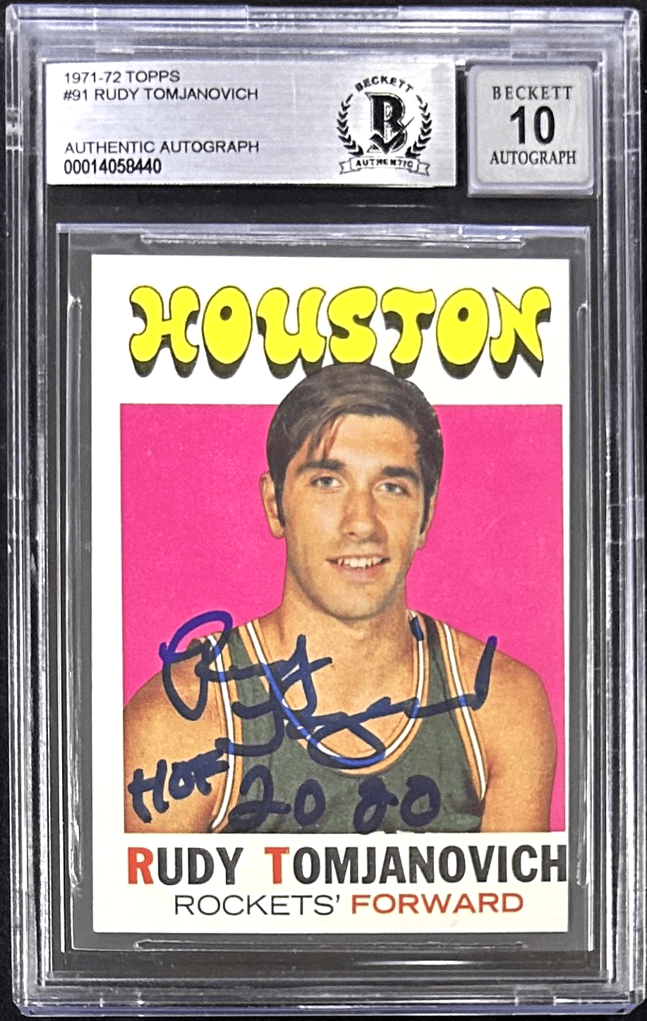 Rudy Tomjanovich 1971-72 Topps Signed Rookie Card #91 Beckett 14058440 Auto 10