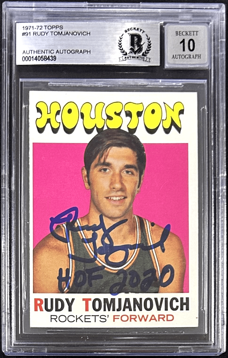 Rudy Tomjanovich 1971-72 Topps Signed Rookie Card #91 Beckett 14058439 Auto 10