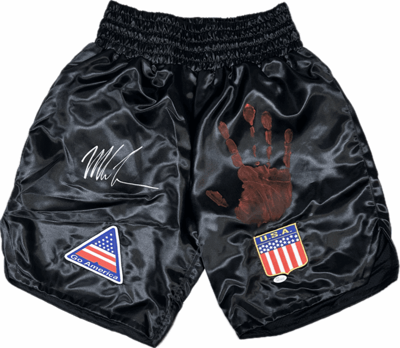 Mike Tyson Original Handprint & Signed Trunks JSA Full Letter WP276804