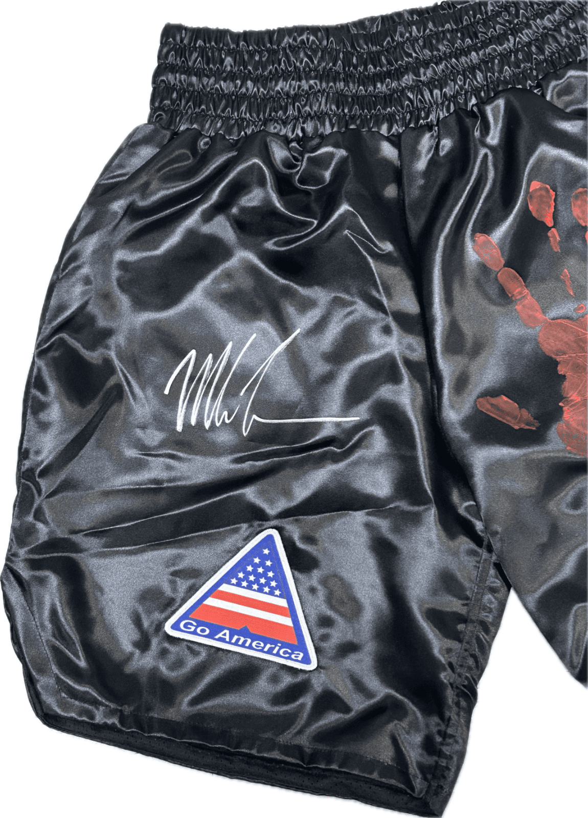 Mike Tyson Original Handprint & Signed Trunks JSA Full Letter WP276804 - Image 2