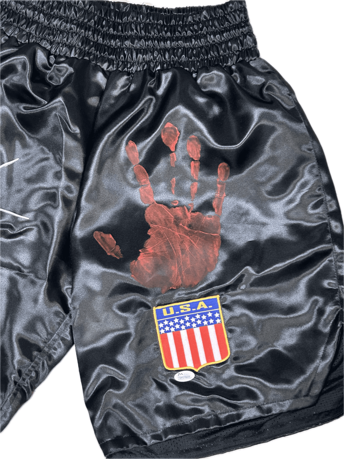 Mike Tyson Original Handprint & Signed Trunks JSA Full Letter WP276804 - Image 3