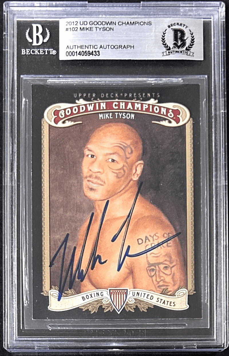 Mike Tyson Signed 2013 Upper Deck Goodwin Champions Card #102 Beckett 14059433