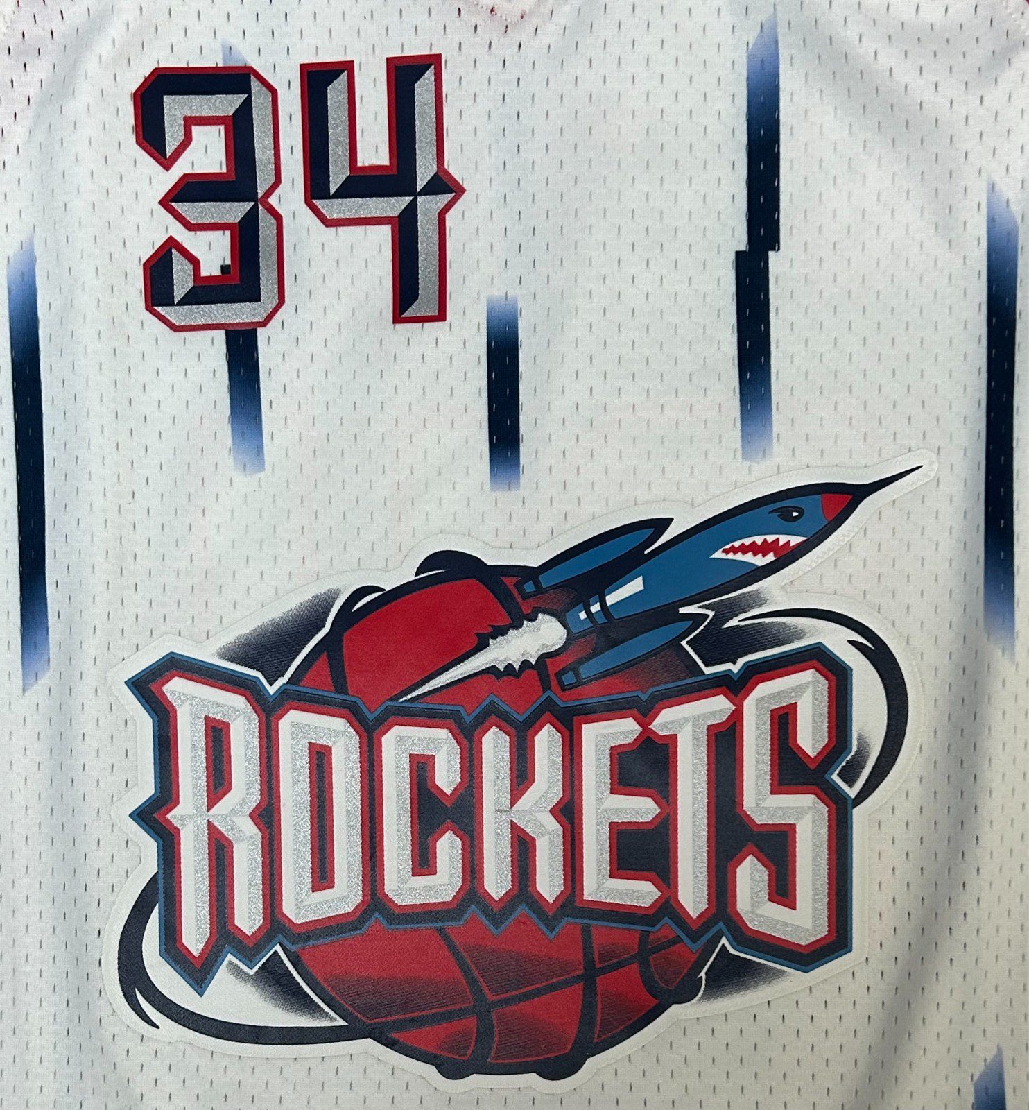 Hakeem Olajuwon Signed 96-97 Hardwood Classics Mitchell & Ness White Jersey JSA - Image 6