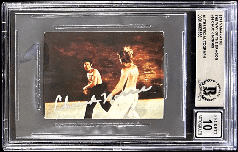 Chuck Norris Signed 1974 Yamakatsu Way of The Dragon Card 86 BAS 14609358 Auto10 - Image 2