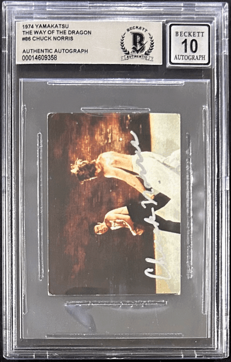 Chuck Norris Signed 1974 Yamakatsu Way of The Dragon Card 86 BAS 14609358 Auto10