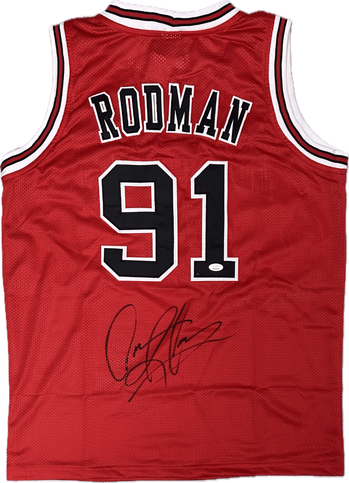 Dennis Rodman Signed Autographed Custom Red/Black Jersey JSA Authentication