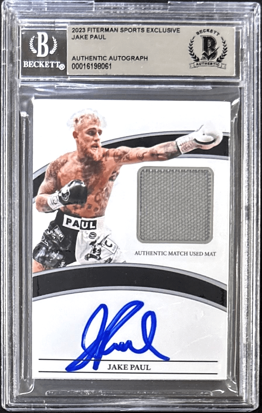 Jake Paul Signed 2023 Fiterman Sports Exclusive Match Used Mat Card BAS 16198061